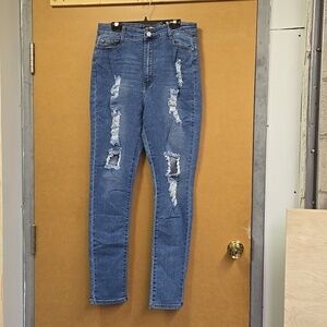 Fashion Nova Size 15/16 Medium Wash Say Yes to Distress Jeans